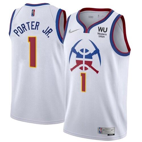 Men's Denver Nuggets #1 Michael Porter Jr. White Stitched Jersey